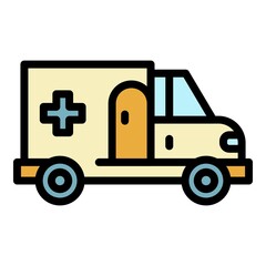 City ambulance icon. Outline city ambulance vector icon color flat isolated
