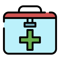 First aid kit icon. Outline first aid kit vector icon color flat isolated