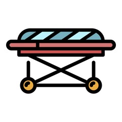 Hospital wheel bed icon. Outline hospital wheel bed vector icon color flat isolated