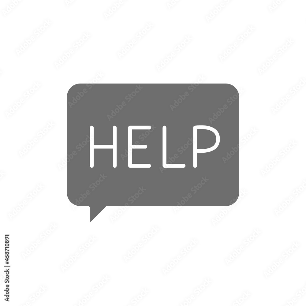 Poster message asking for help, faq grey icon.
