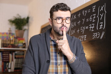 Teacher shushing in math class