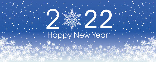 Fototapeta na wymiar 2022 Happy New Year card template. Design patern snowflakes white and classic blue color.