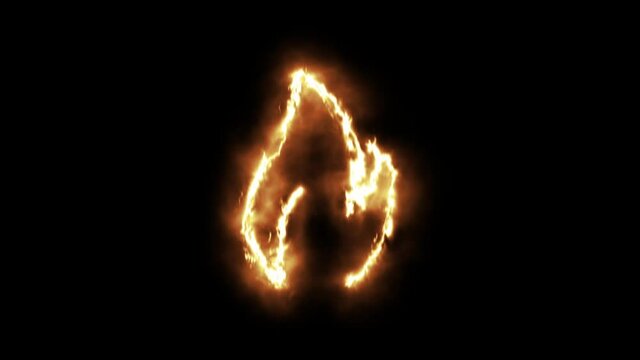 The fire burns with a yellow flame. 4K seamless flame animation.