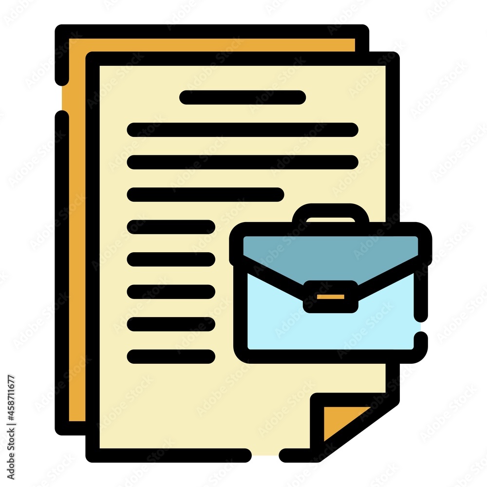 Aufkleber case document icon. outline case document vector icon color flat isolated