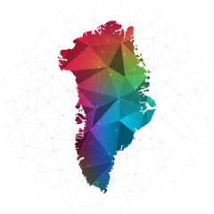Greenland Map - Abstract polygon vector illustration low poly colorful style gradient graphic on white background