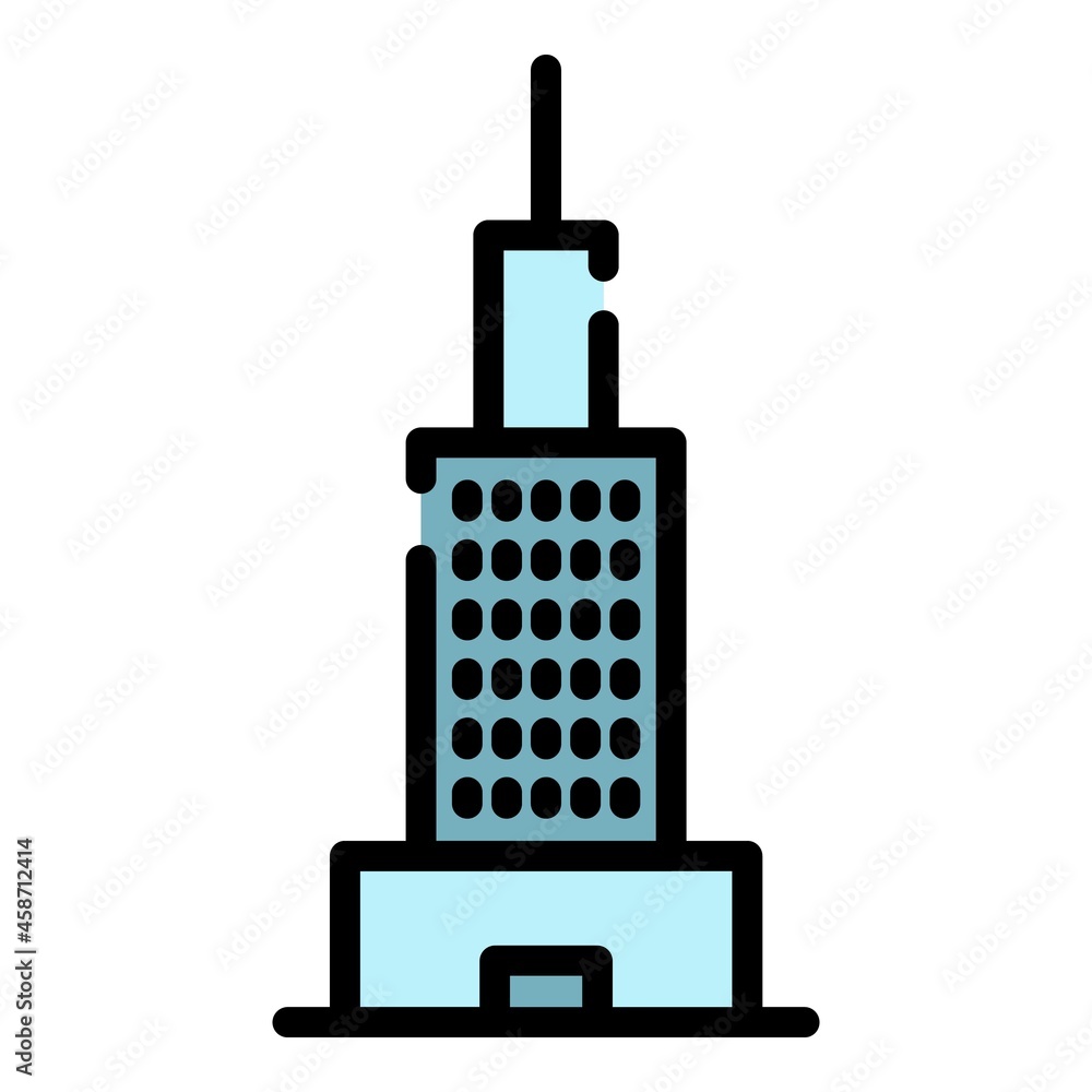Poster finance building icon. outline finance building vector icon color flat isolated