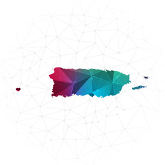Puerto Rico Map - Abstract polygon vector illustration low poly colorful style gradient graphic on white background
