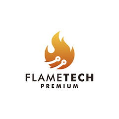 Flame technology logo template fire icon design logotype vector