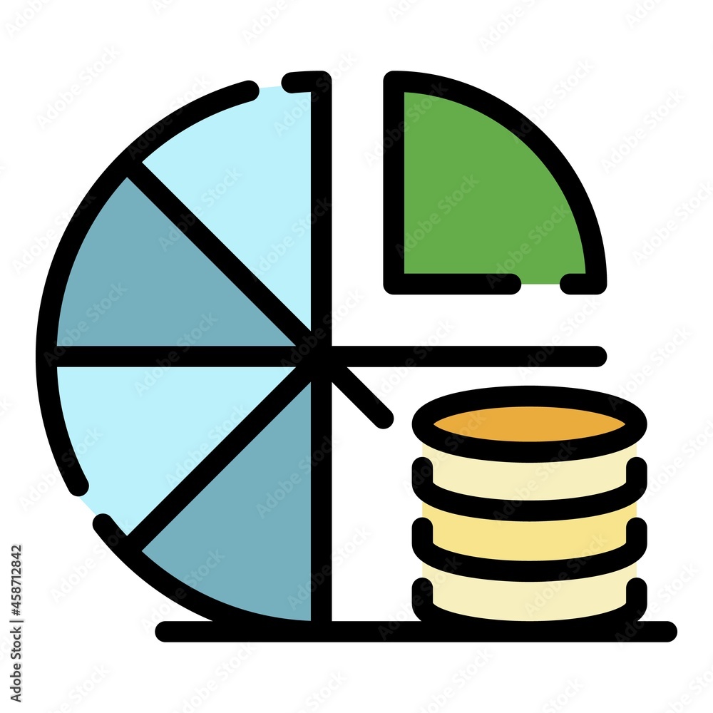 Aufkleber coin pie chart icon. outline coin pie chart vector icon color flat isolated