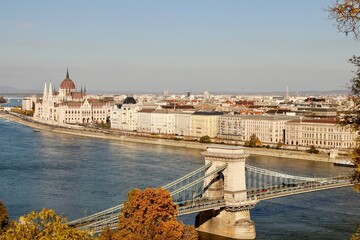 Budapest - Bridge on the Danubio river and house of parliament