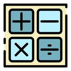 Finance calculator icon. Outline finance calculator vector icon color flat isolated