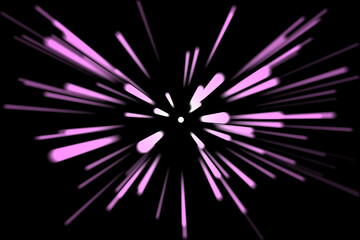 futuristic neon tunnel. abstract pink rays on a black background. space 3d image