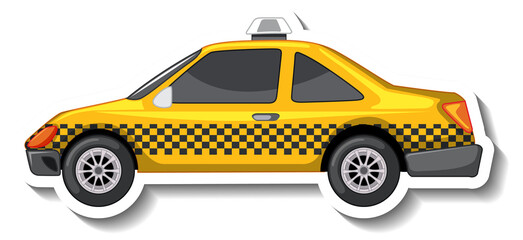 Fototapeta premium Sticker design with side view of a taxi car isolated