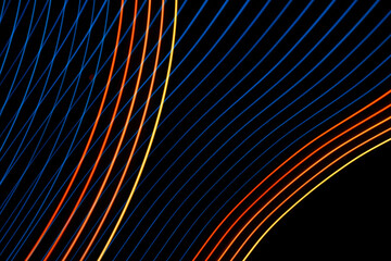 Abstract blue and orange lights. Lightpainting photography.