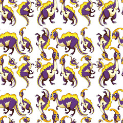 Seamless pattern with fantasy dinosaurs cartoon