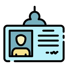 Personal id card icon. Outline personal id card vector icon color flat isolated