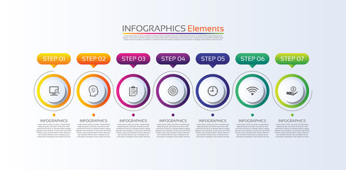Presentation business infographic template circle colorful with 7 step