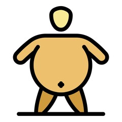 Big overweight man icon. Outline big overweight man vector icon color flat isolated