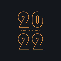 Happy new year 2022. Festive black background with numbers in flat style. Holiday banner. Vector illustration. Design poster, flyer, cover, wallpaper. Stock.
