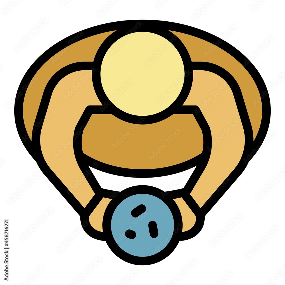 Poster man overweight top view icon. outline man overweight top view vector icon color flat isolated
