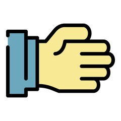 Fat hand icon. Outline fat hand vector icon color flat isolated