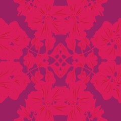 Fototapeta na wymiar Symmetric Floral Seamless Pattern Design