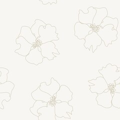 Outlined Floral Seamless Pattern Design