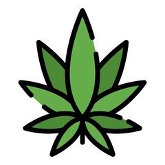 Marijuana plant addiction icon. Outline marijuana plant addiction vector icon color flat isolated