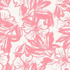 Fototapeta premium Floral Brush strokes Seamless Pattern Background