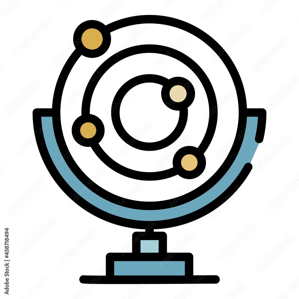 Poster electron motion model icon. outline electron motion model vector icon color flat isolated