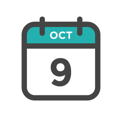 October 9 Calendar Day or Calender Date for Deadlines or Appointment