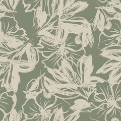 Obraz premium Floral Brush strokes Seamless Pattern Background