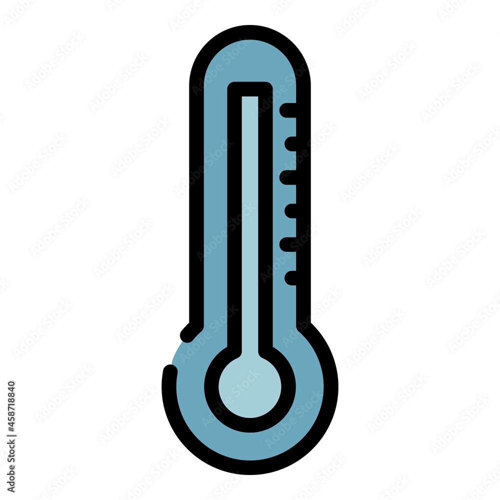 Poster thermometer icon. outline thermometer vector icon color flat isolated