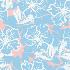 Floral Brush strokes Seamless Pattern Background