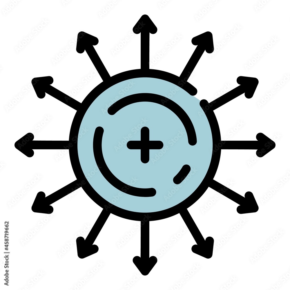 Poster direction of electron motion icon. outline direction of electron motion vector icon color flat isola