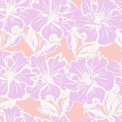 Fototapeta na wymiar Floral Brush strokes Seamless Pattern Background