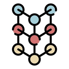 Molecular lattice icon. Outline molecular lattice vector icon color flat isolated