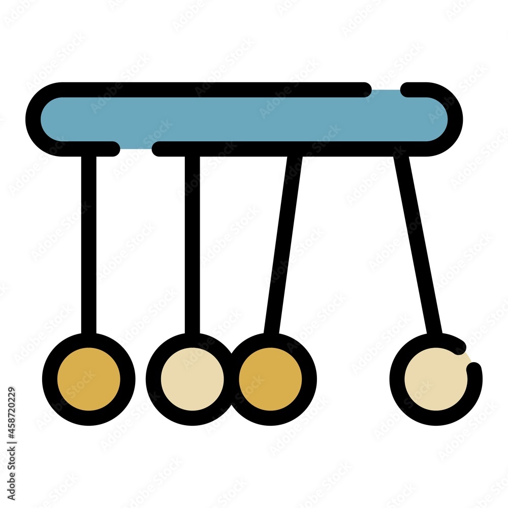 Poster newtons cradle icon. outline newtons cradle vector icon color flat isolated