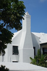 Shiny white house under a blue sky, Bermuda