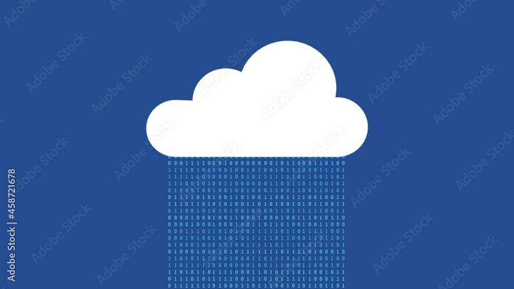 Fototapete Cloud computing with binary number on the computer screen on monitor matrix background, Digital data code in hacker or safety security technology concept. Abstract illustration