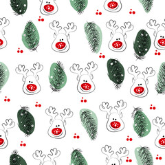 fun pattern with santa claus and reindeer 
