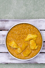 Curry with vegetables, lentils and meat