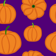 Pumpkin seamless pattern on purple background
