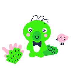 Hand drawn festive crocodile illustration. Perfect for T-shirt, textile and prints.  
