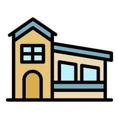 House with a sloping roof icon. Outline house with a sloping roof vector icon color flat isolated