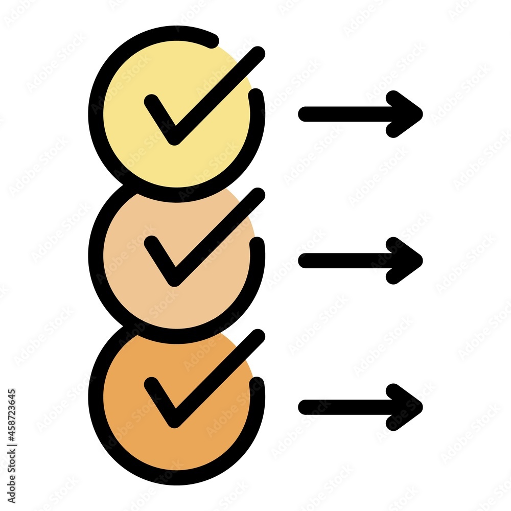 Poster checkboxes with arrows icon. outline checkboxes with arrows vector icon color flat isolated