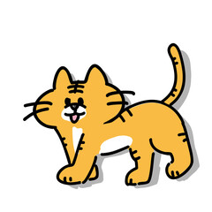 ペン描き風のかわいいベンガルトラ(影付き)