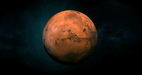 Solar System - Mars. Planet near Sun. Mars is a terrestrial planet with a thin atmosphere, having...