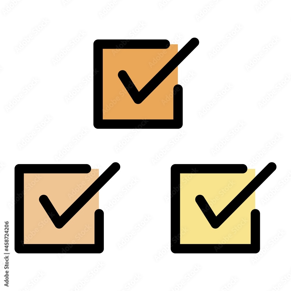 Poster three checkboxes icon. outline three checkboxes vector icon color flat isolated