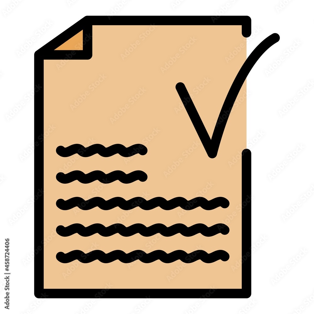 Poster approved text icon. outline approved text vector icon color flat isolated